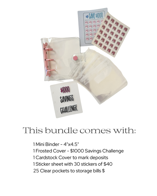 Mini Money Saving Binder, Save $1000 Envelopes Money Saving Challenge Book