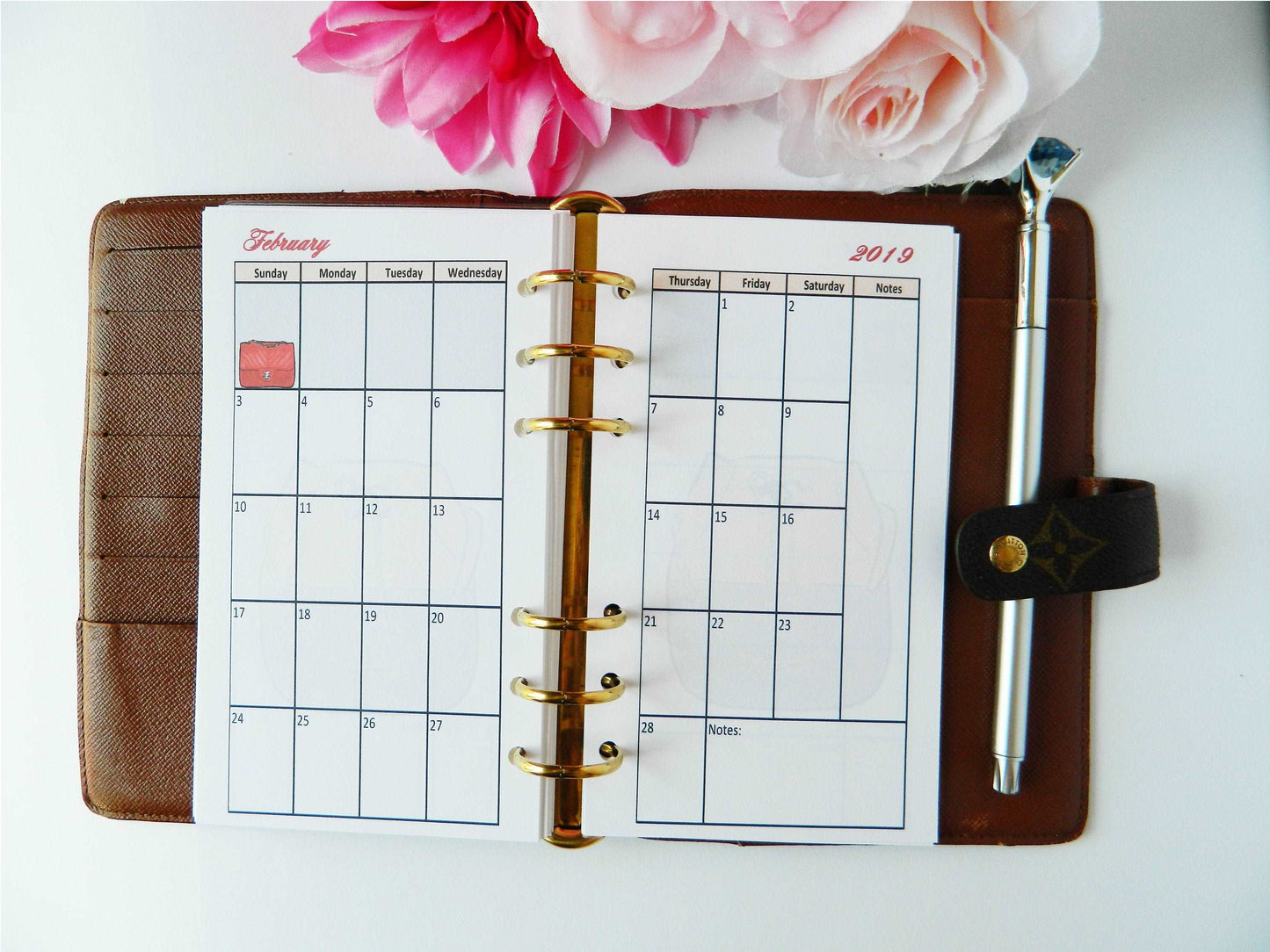 2023 Dated Yearly Fancy Handbags Monthly Inserts