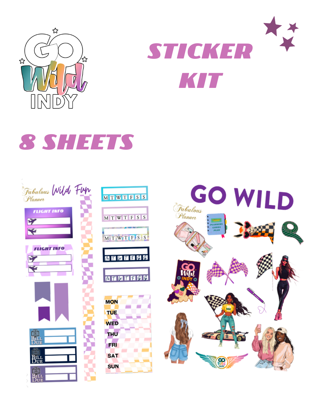 Go Wild Indy Sticker set - 8 sheets