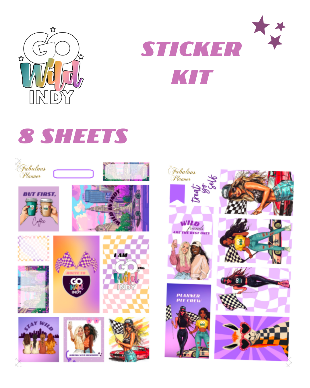 Go Wild Indy Sticker set - 8 sheets