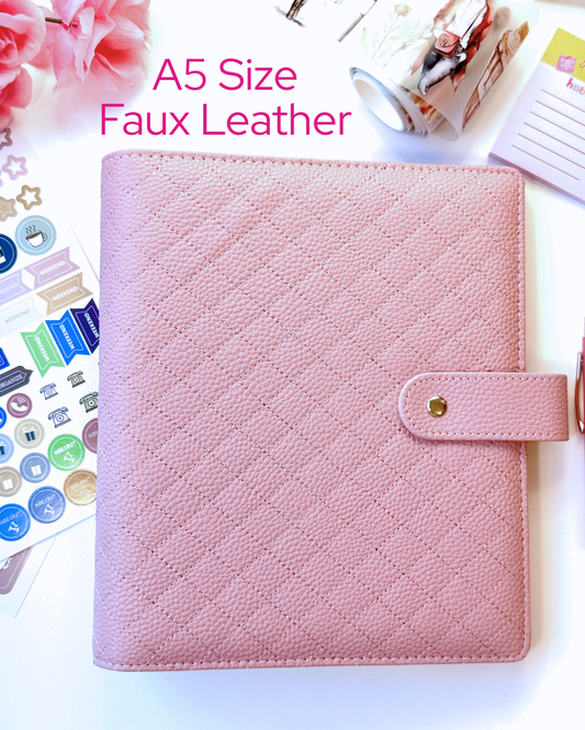A5 Quilted Faux Leather Ring Planner Luxe Binder