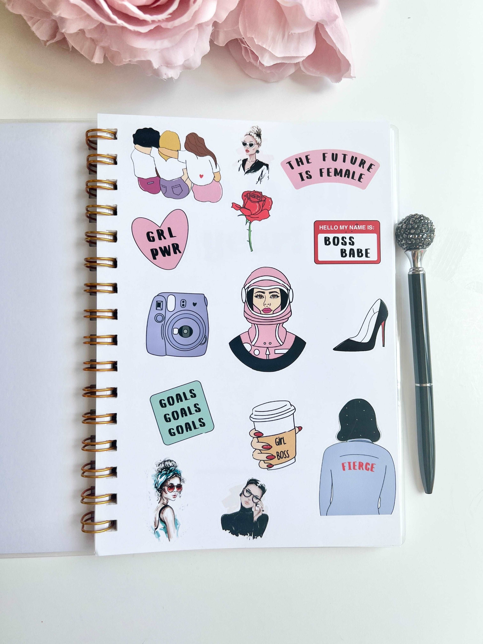 Academic Blue and Pink Gingham Wire-O A5 size Planner