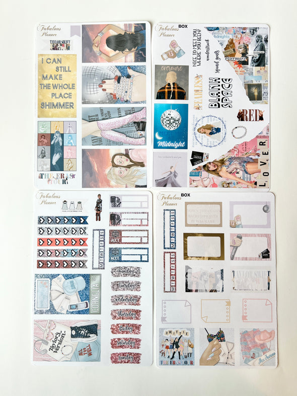 4 Sheets - Eras Tour Merch Inspired Planner Stickers Kit