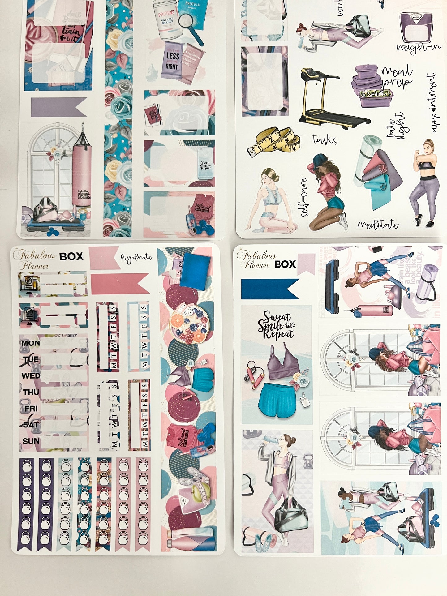 Fitness Workout Sticker Kit - 4 sheets