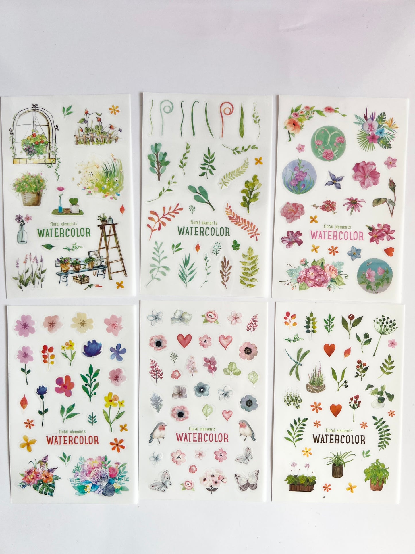 Watercolor House Plants Clear Stickers - 6 sheets
