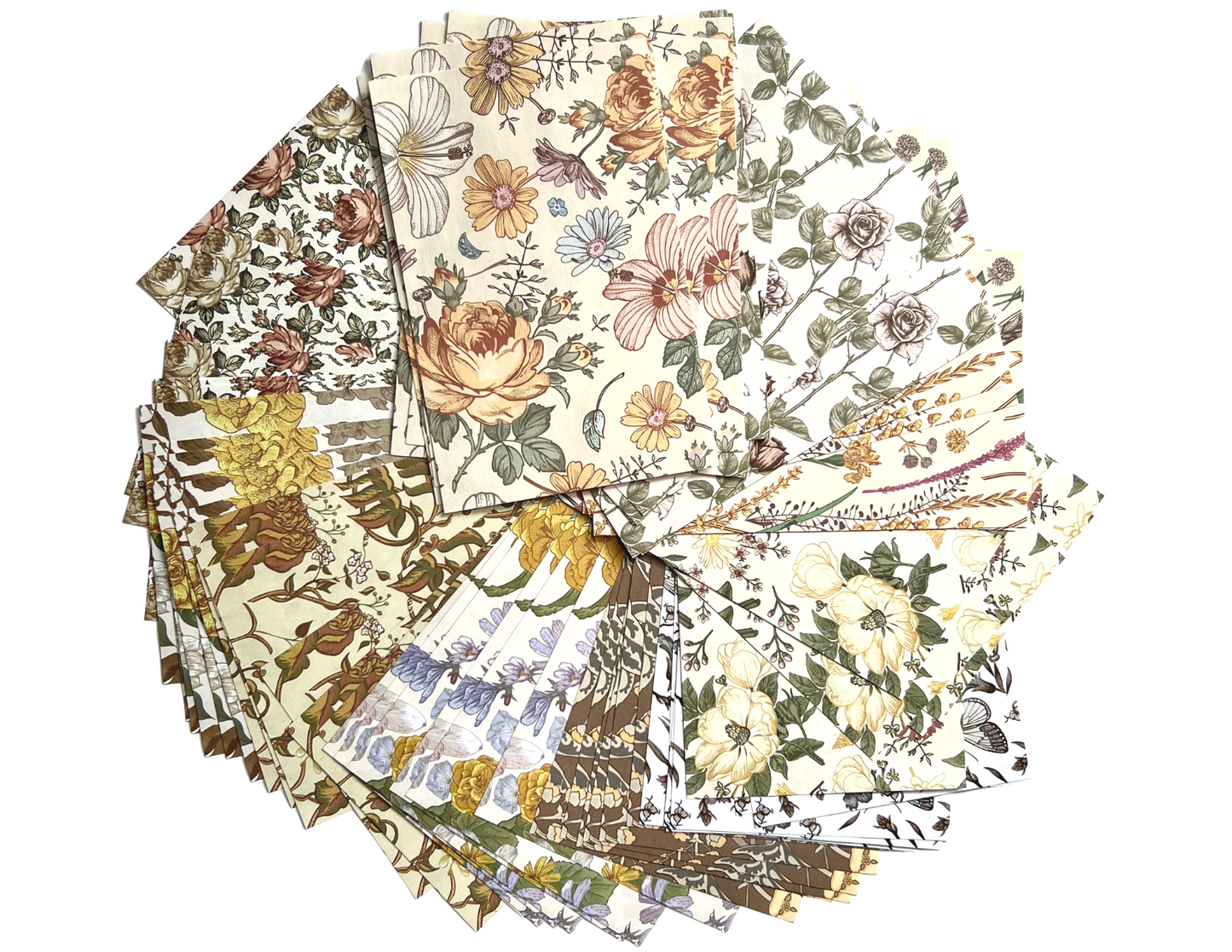 Fall Floral Scrapbook Paper Set - 60 sheets