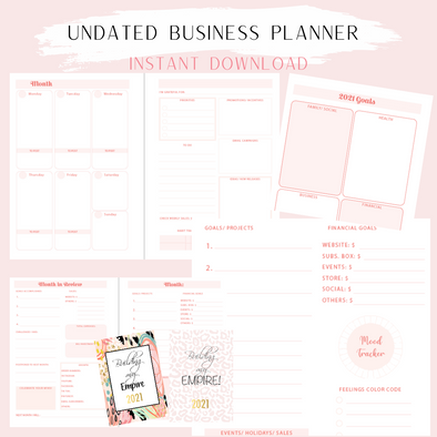 Undated Business Planner A5 Size- Instant Download