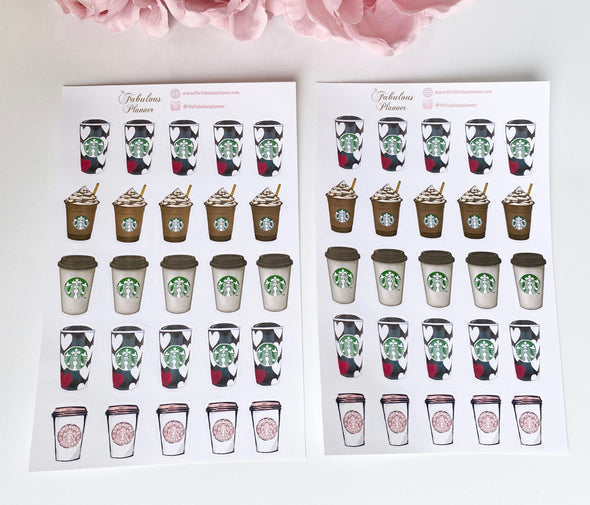 Coffee Cups Stickers - 2 Sheets