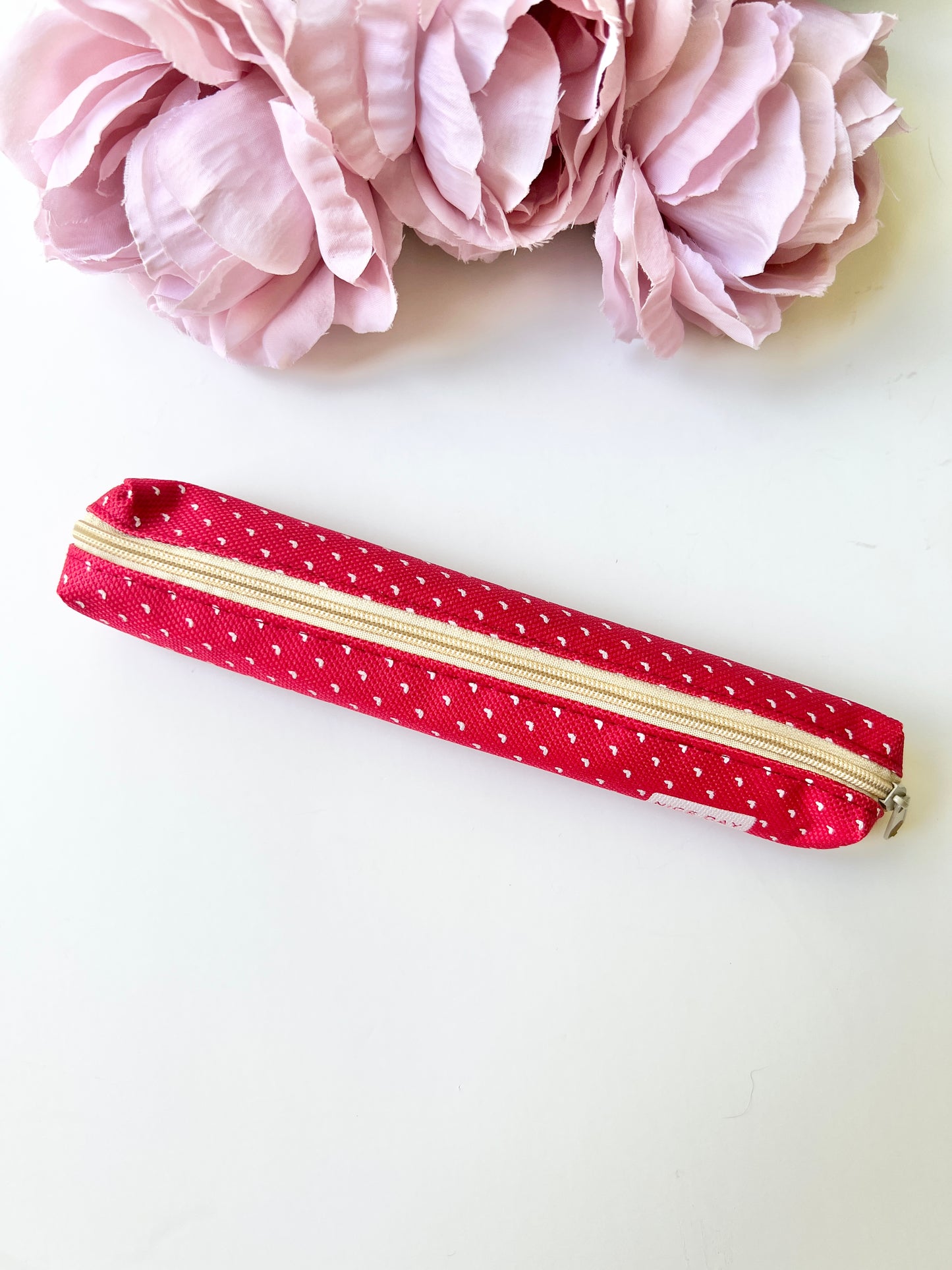 Red Polka Dots Slim Pencil Case