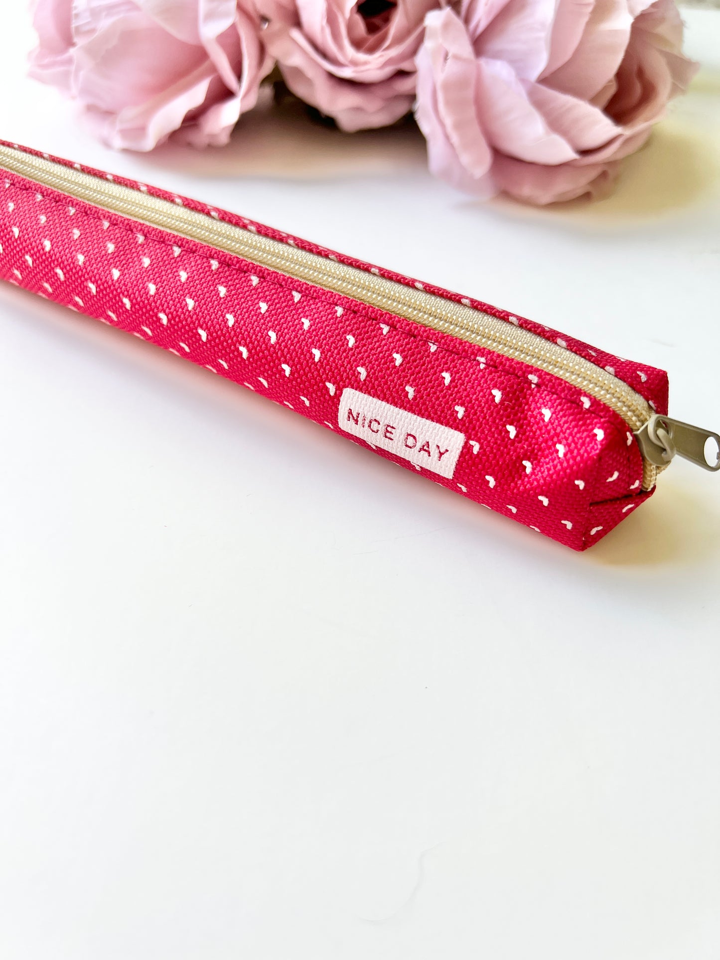 Red Polka Dots Slim Pencil Case