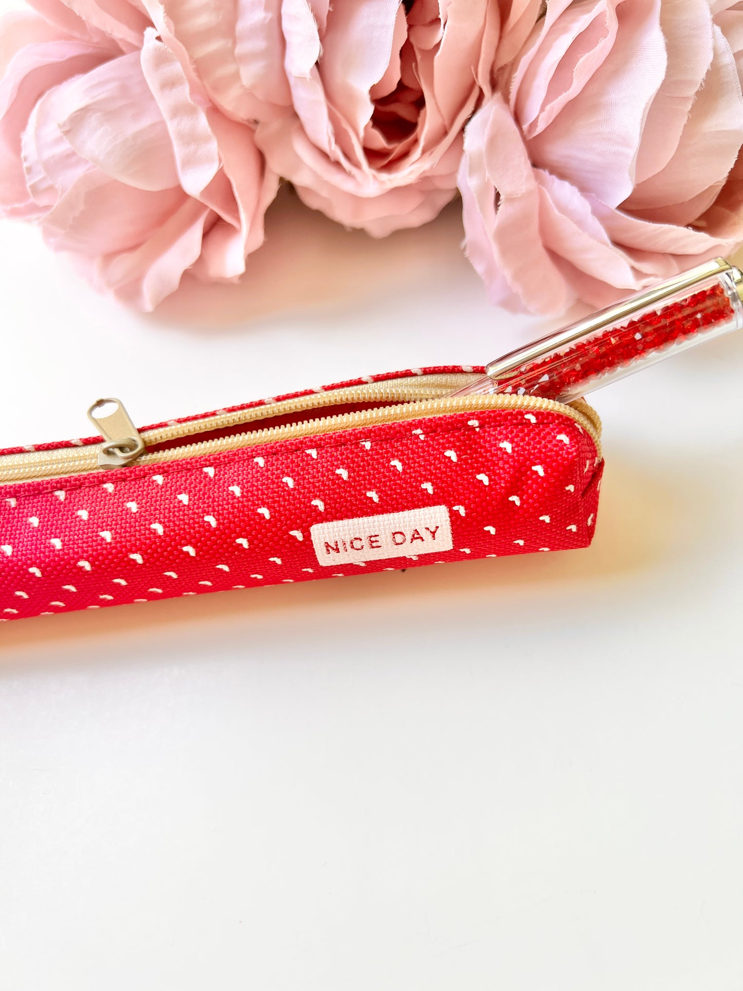 Red Polka Dots Slim Pencil Case