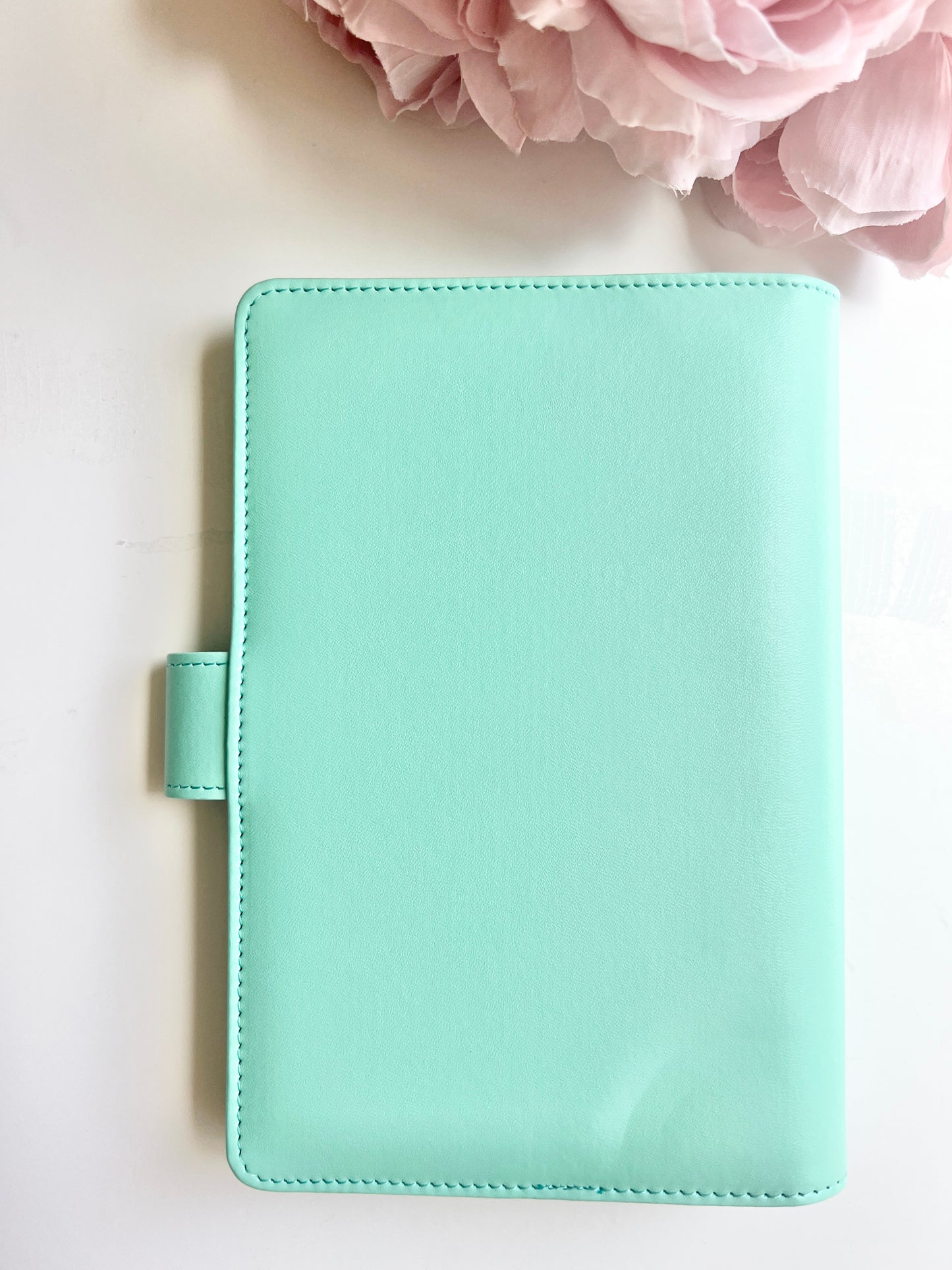 Mint Green and Silver Faux Leather Ring A6 Size Planner