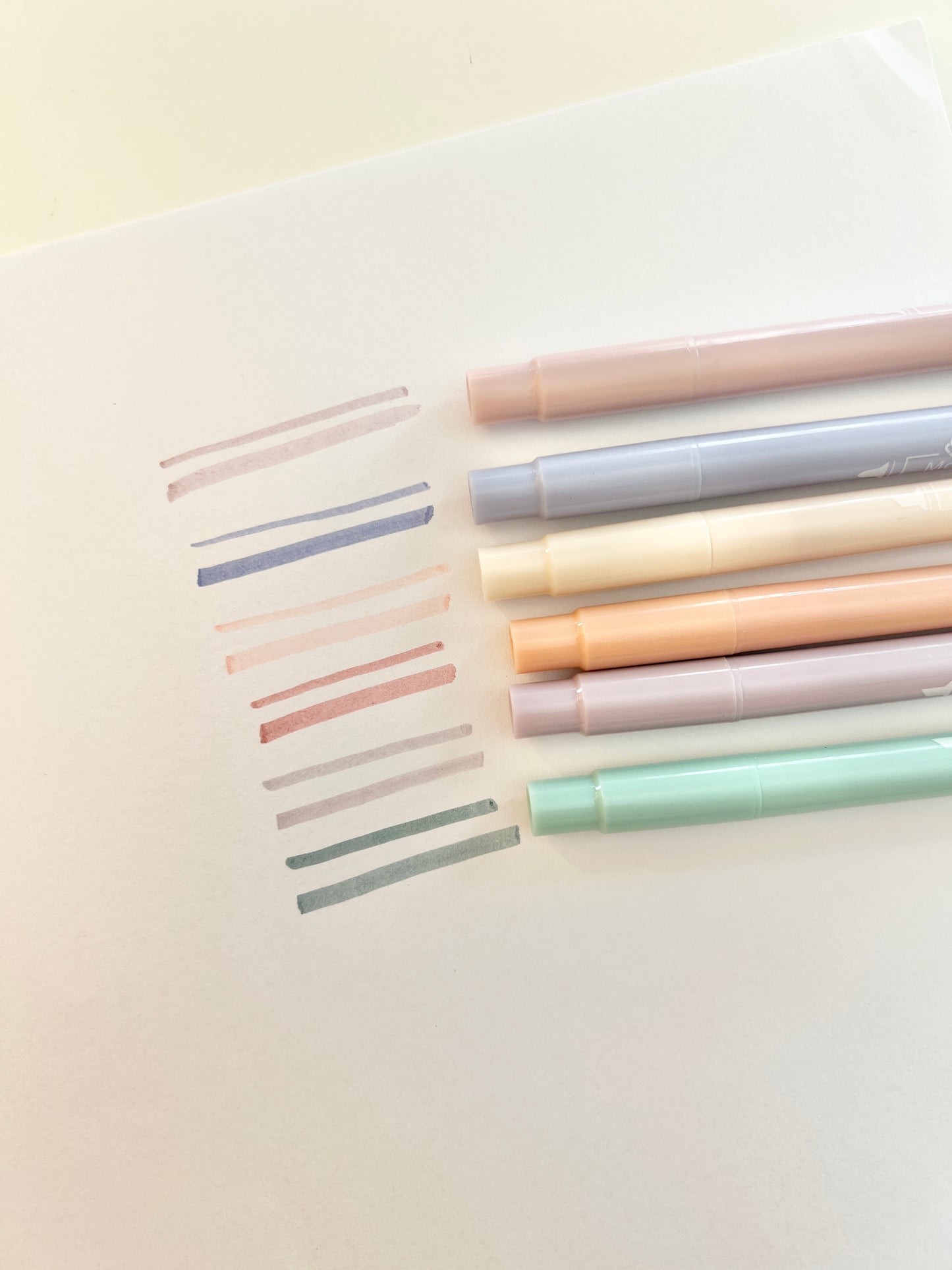 Pastel 6 Colors Dual Brush Highlighter Markers Set
