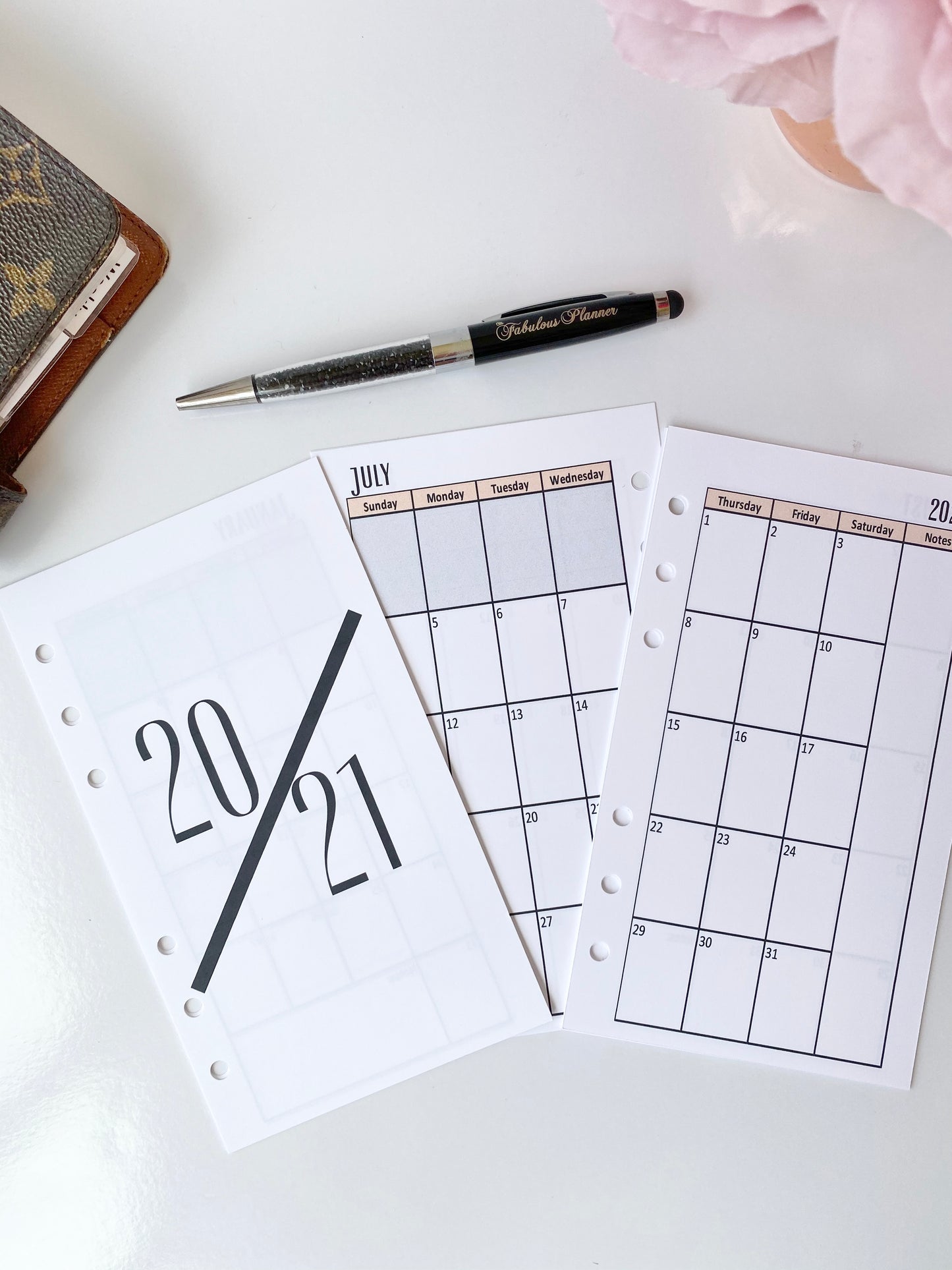 Dated Yearly Minimalist Black 2026 Monthly Inserts