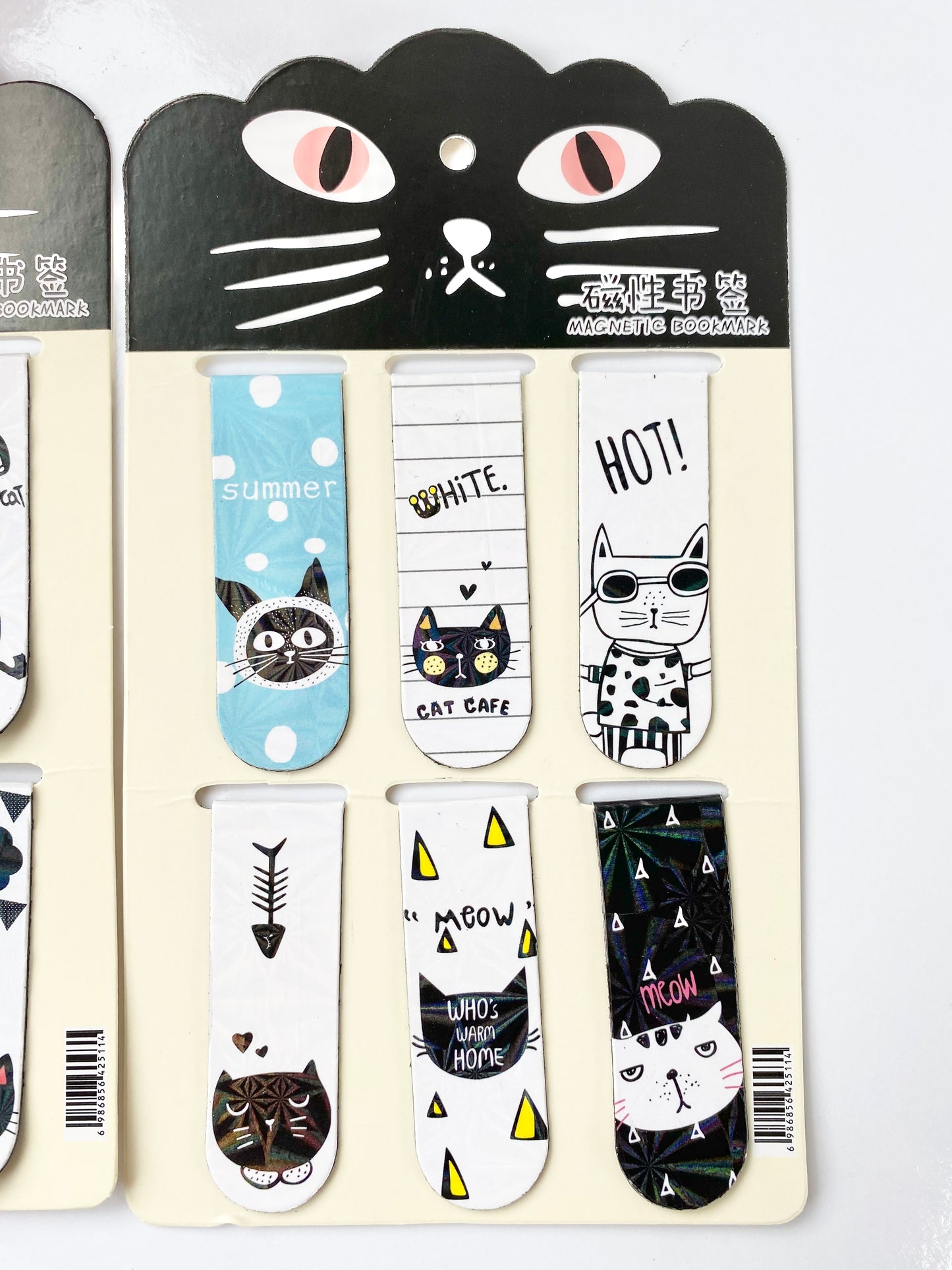 Set of 6 Cats Magnetic Bookmarks