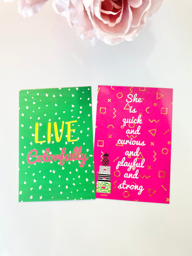 Set of 2 Live Colorfully Journal Cards Double-Sided