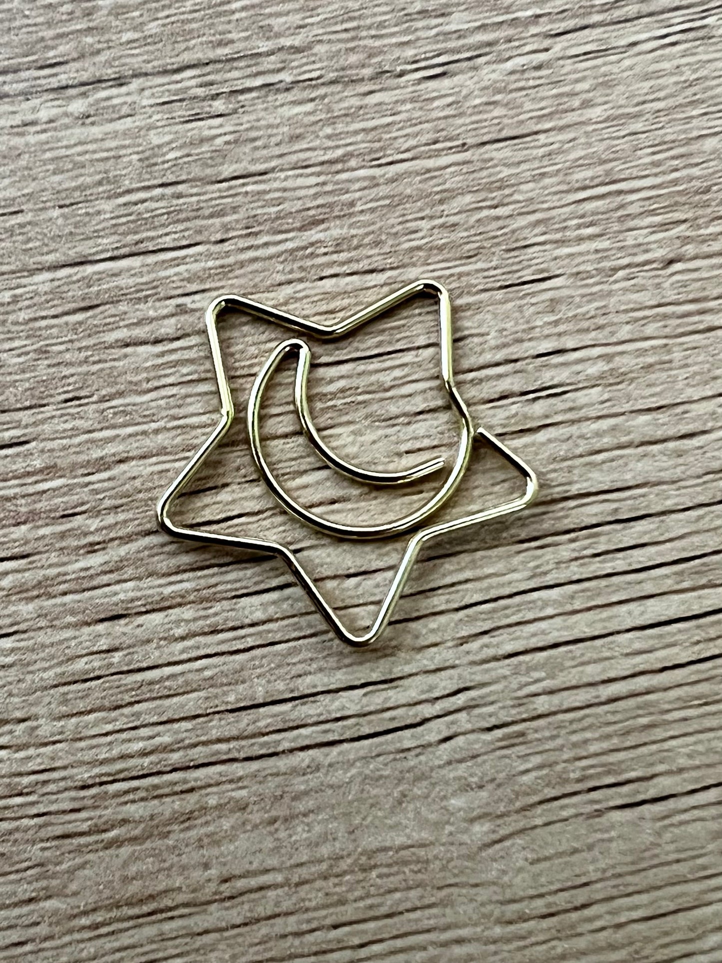 Gold Moon and Star Paper Clips