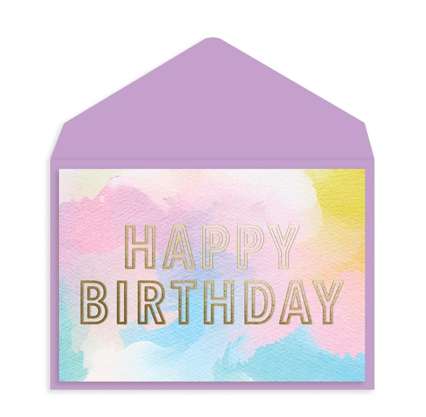 Watercolor and Gold Foil Birthday Card