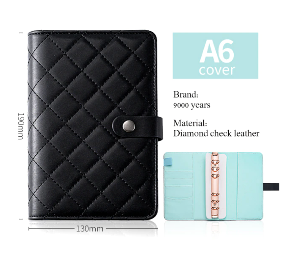 Black with Coloful Interior Ring Planner - Medium