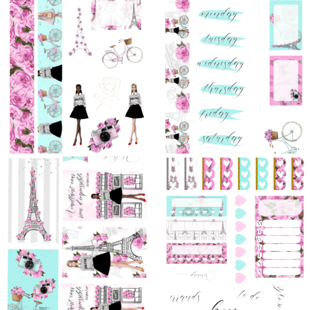 Spring in Paris Matte Stickers Kit - 4 Sheets