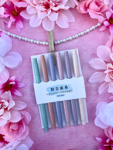 Pastel 6 Colors Dual Brush Highlighter Markers Set