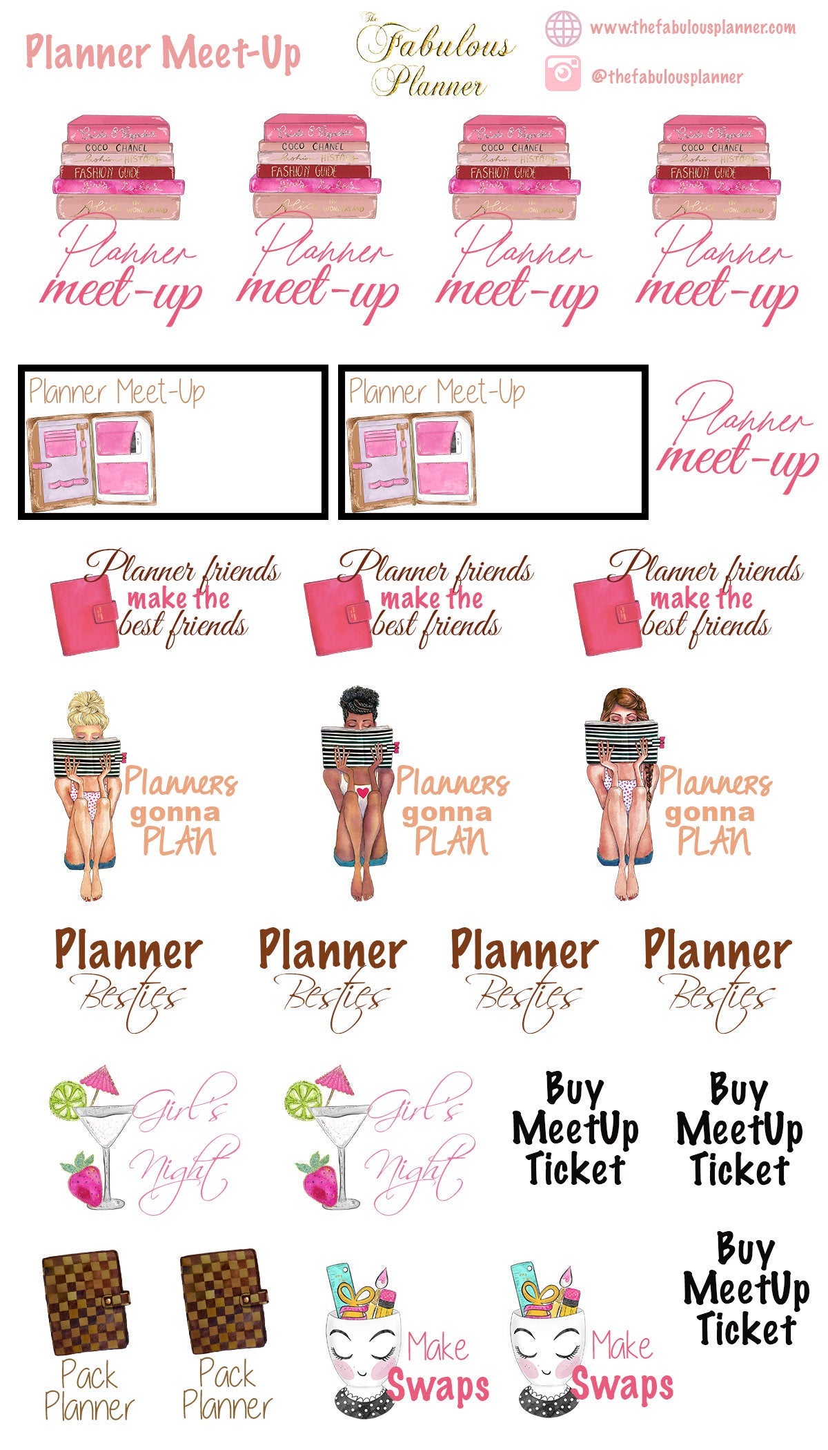 Planner Meet Up Stickers - 2 Sheets