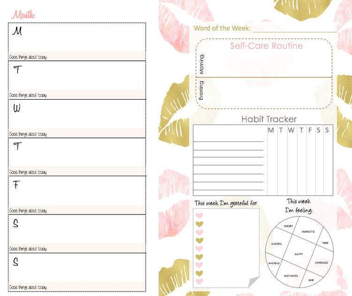 Self Care Motivational Weekly Planner Inserts