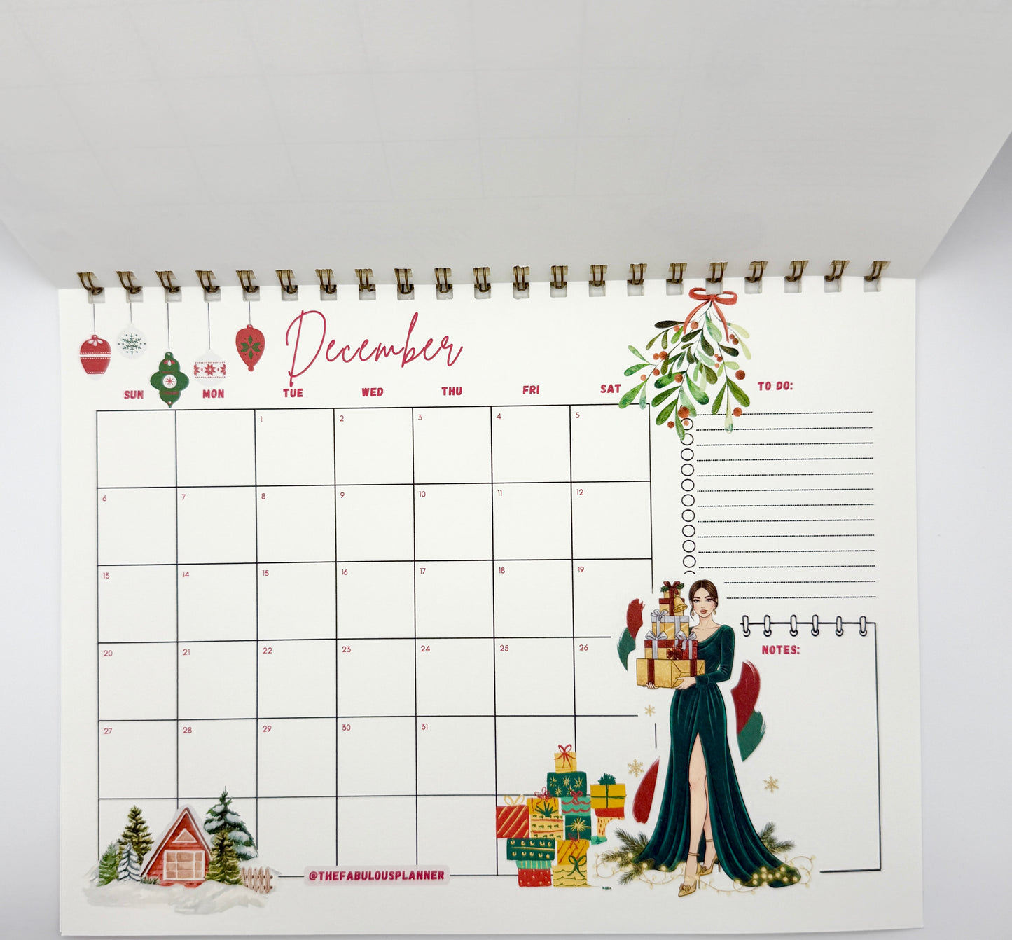 2026 Desk Calendar – Letter Size | Gold Spiral Binding