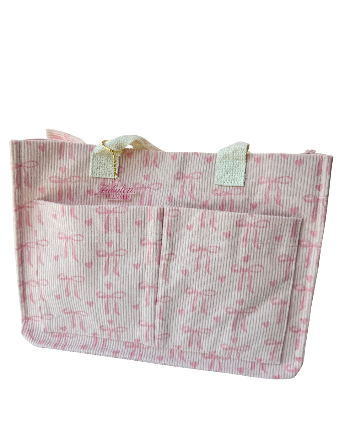 Bow & Go Craft Tote Bag | Coquette Pink Bow Organizer for Journaling & Crafts