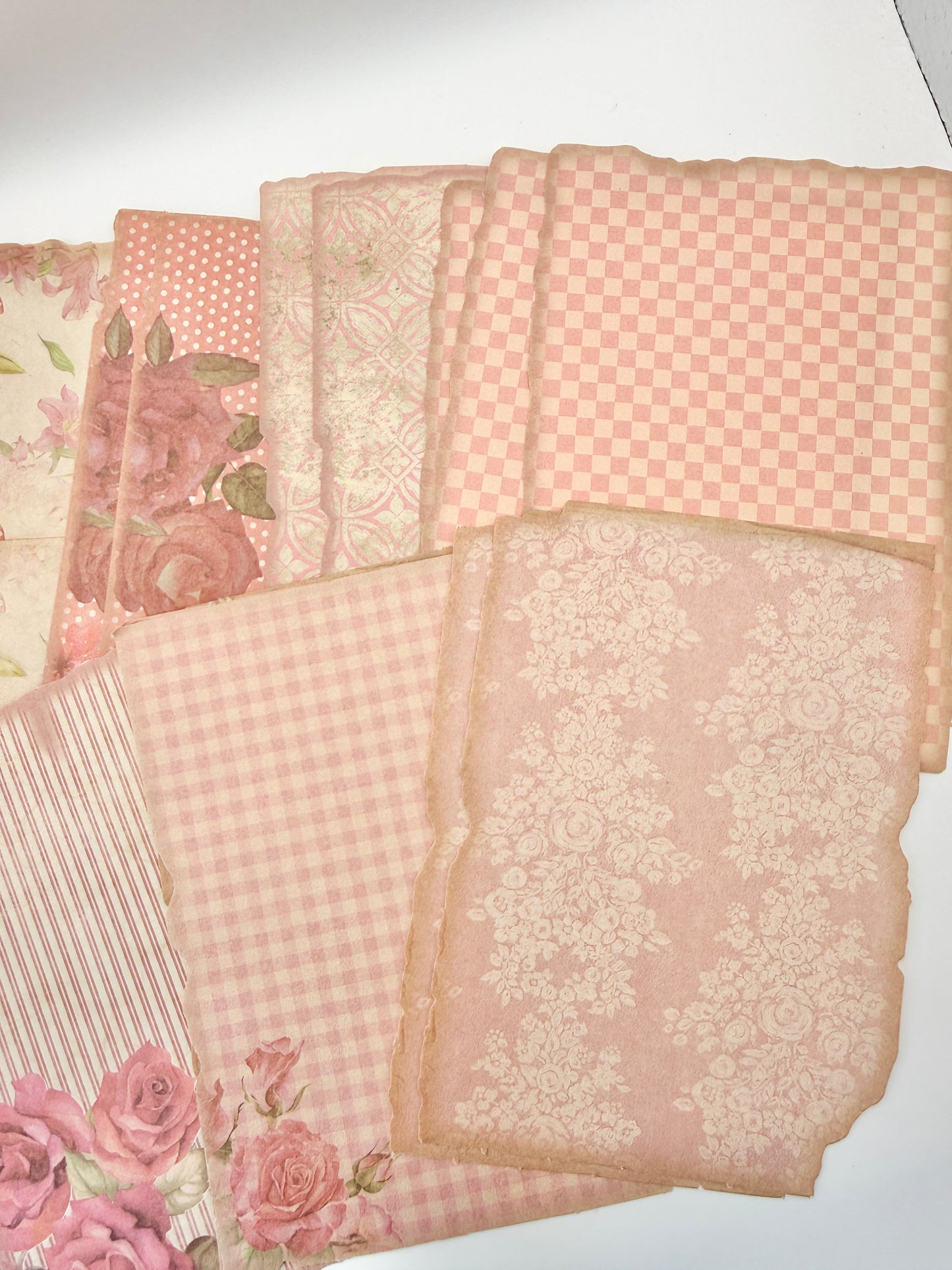 Pink Cottagecore Decorative Paper Pack | Vintage Rose Journaling Papers