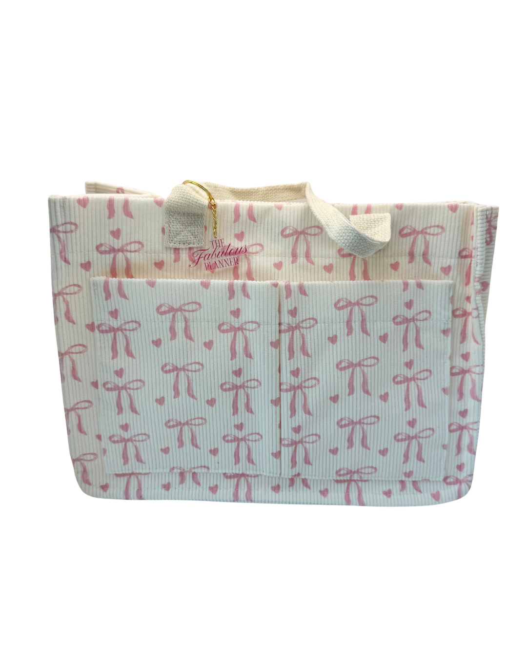 Bow & Go Craft Tote Bag | Coquette Pink Bow Organizer for Journaling & Crafts