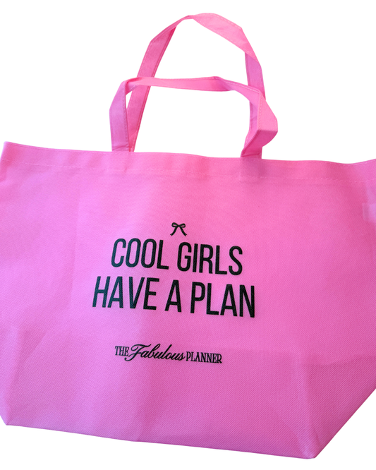 Cool Girls Have a Plan Shopping Tote Bag | Large Pink Planner Girl Tote