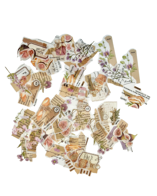 Vintage Floral Washi Sticker Pack | Transparent Journaling Stickers