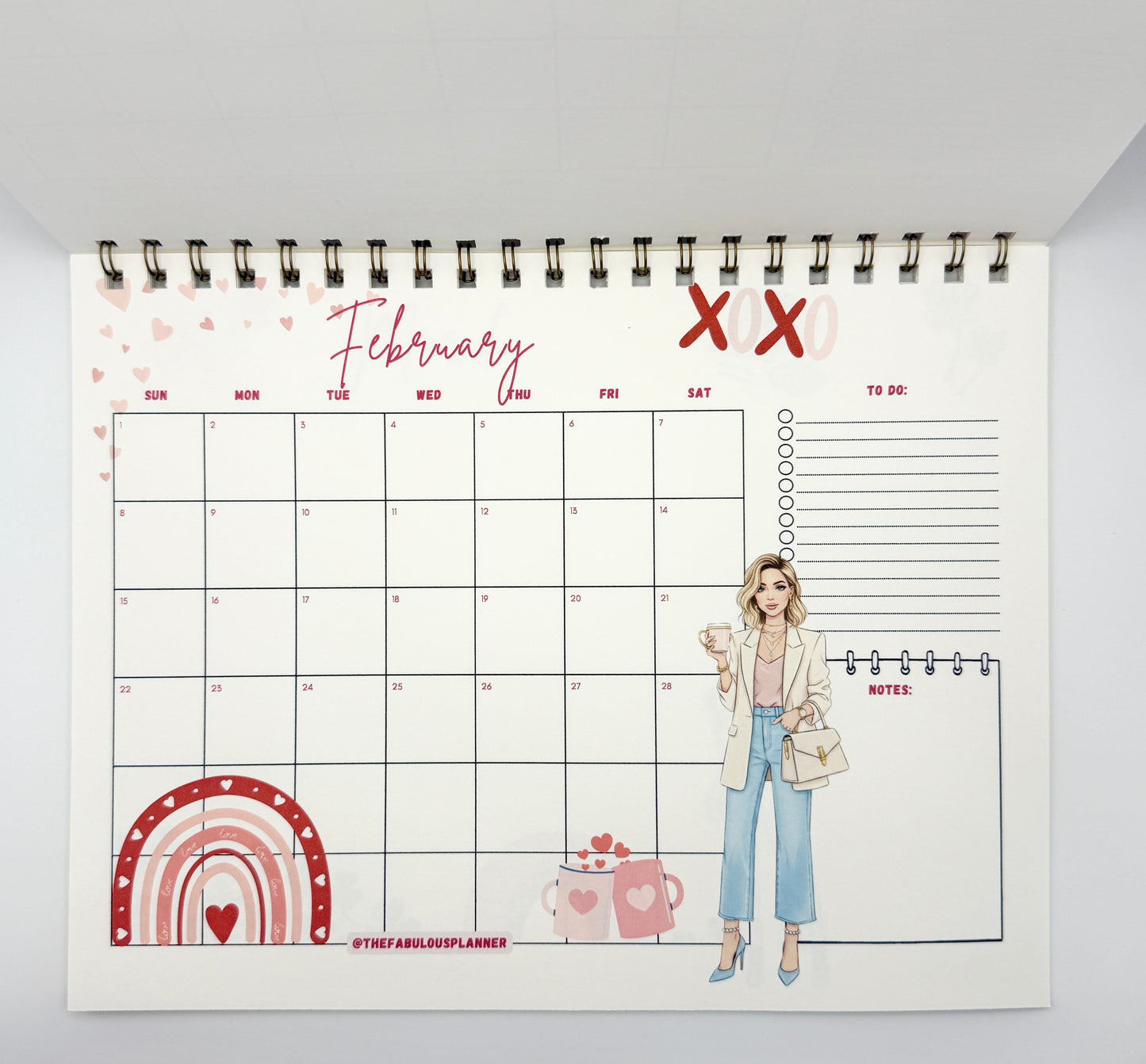 2026 Desk Calendar – Letter Size | Gold Spiral Binding