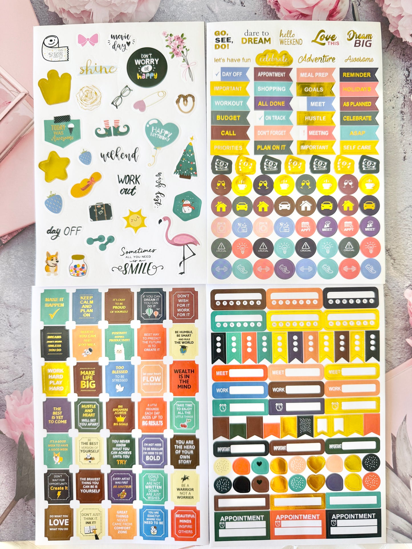 Sticker Design Kit Functional & Colorful Sticker Kit - Set of 4 Pages – The Fabulous Planner