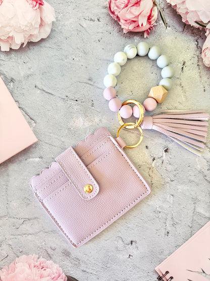 Keychain Wallet With Wristlet and Beads