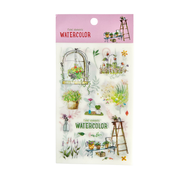 Watercolor House Plants Clear Stickers - 6 sheets