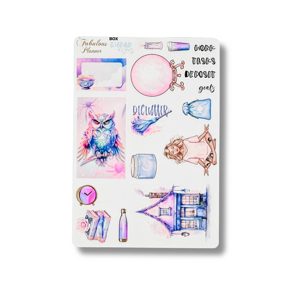 Goddess Delight Moon and Crystals Sticker Sheet Set
