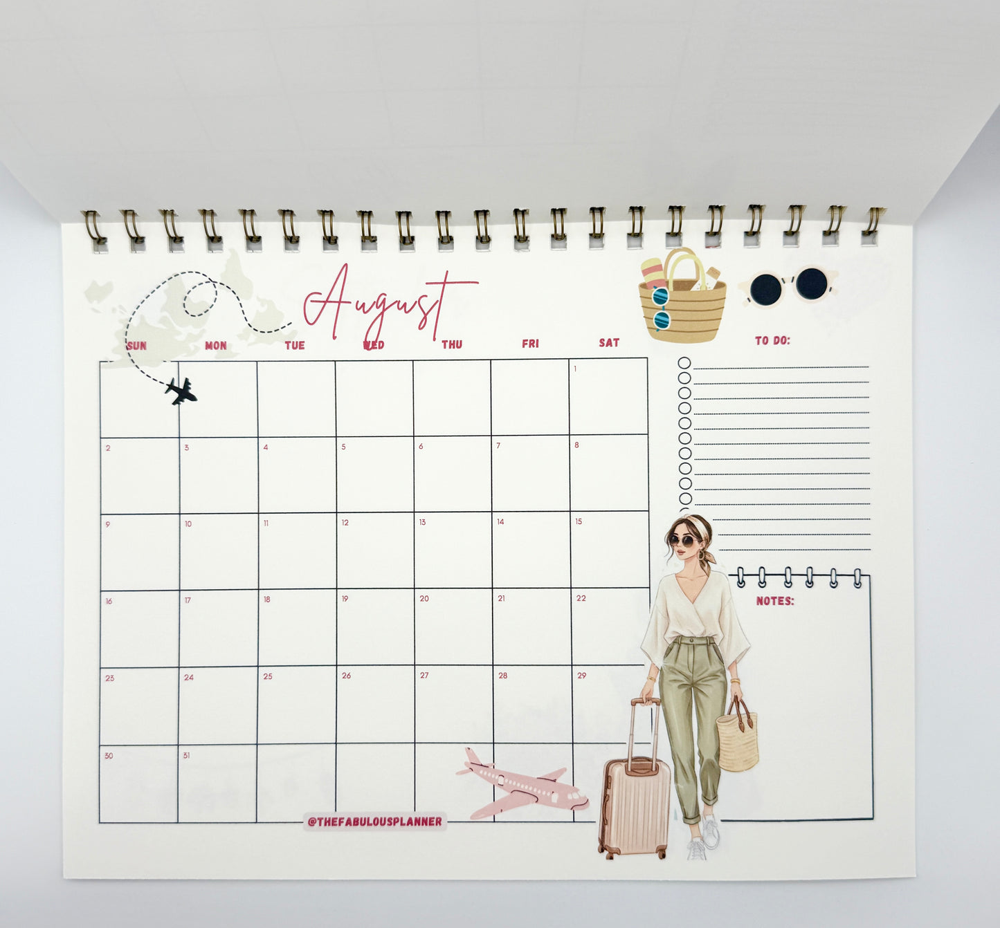 2026 Desk Calendar – Letter Size | Gold Spiral Binding