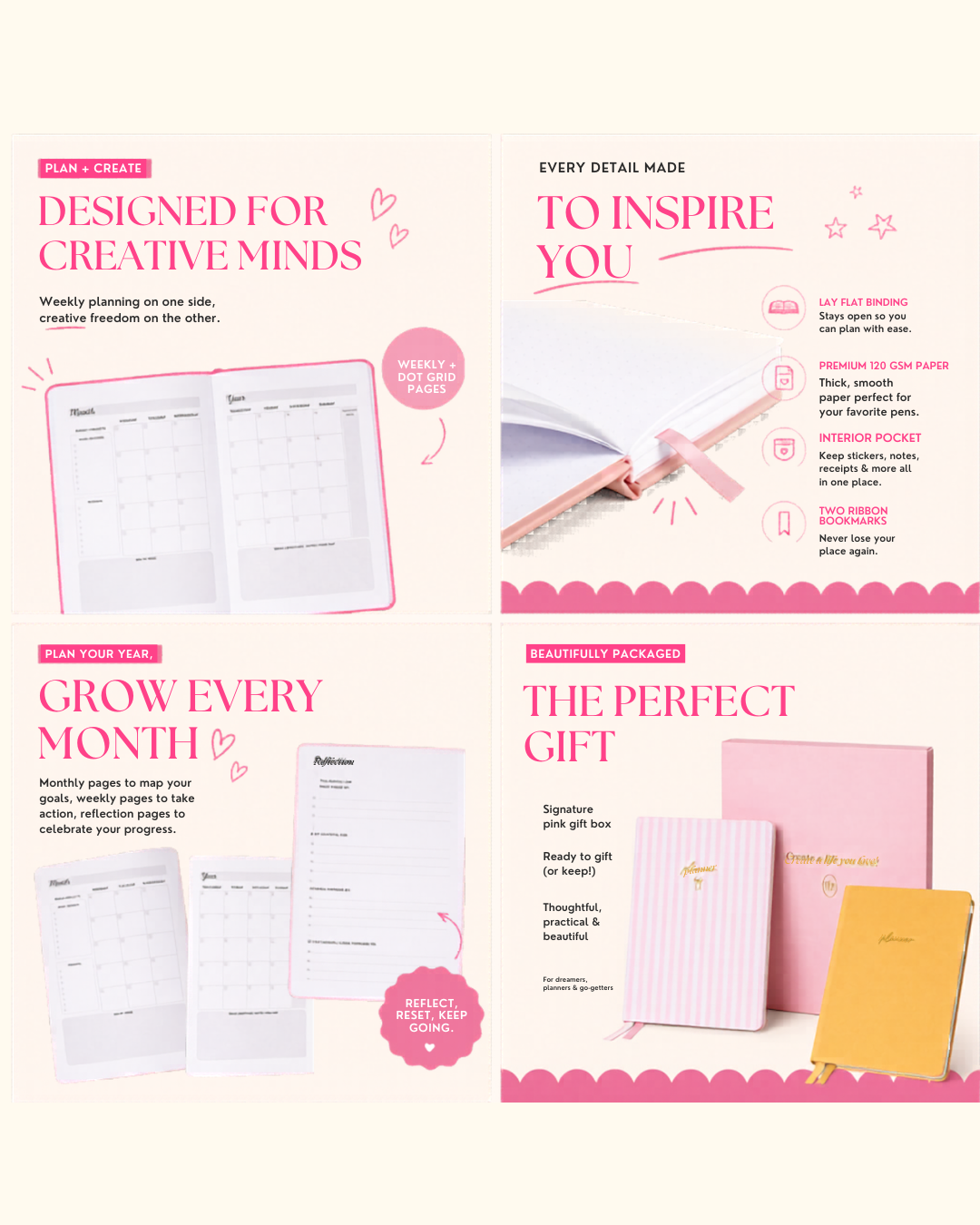 Undated Weekly Planner & Creative Journal | A5 Linen Planner with Dot Grid Pages