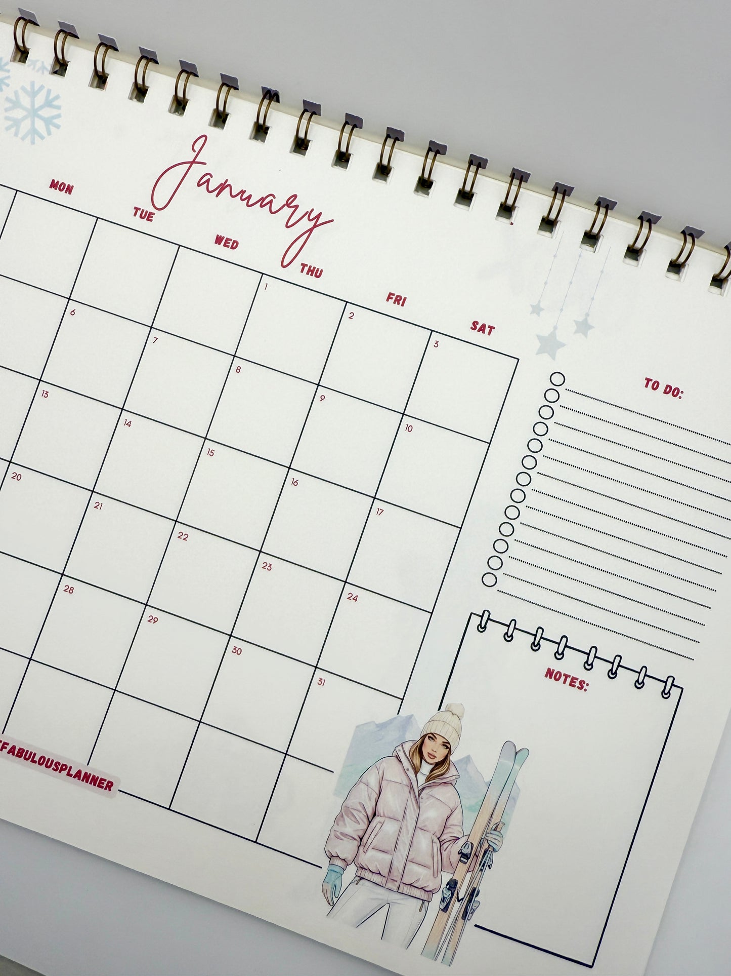 2026 Desk Calendar – Letter Size | Gold Spiral Binding