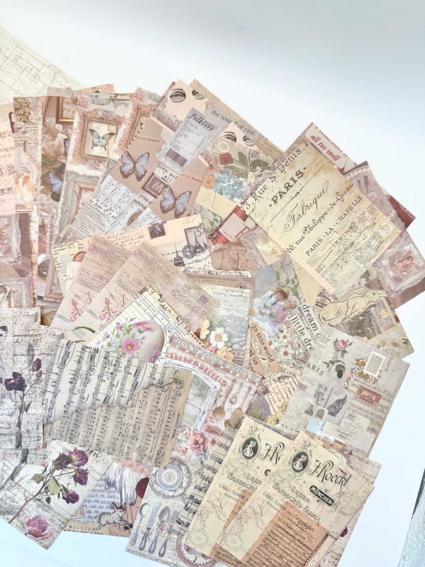 Vintage Ephemera Paper Pack | 50 Piece Junk Journal Collection