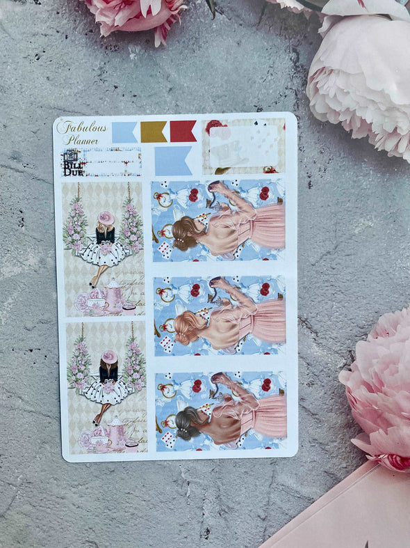 4 Sheets - Alice in Wonderland Planner Stickers Kit