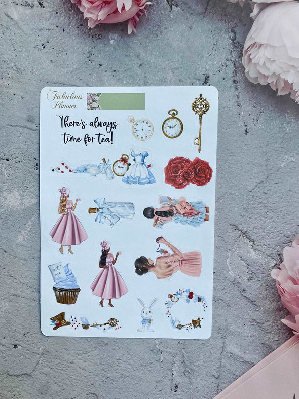 4 Sheets - Alice in Wonderland Planner Stickers Kit