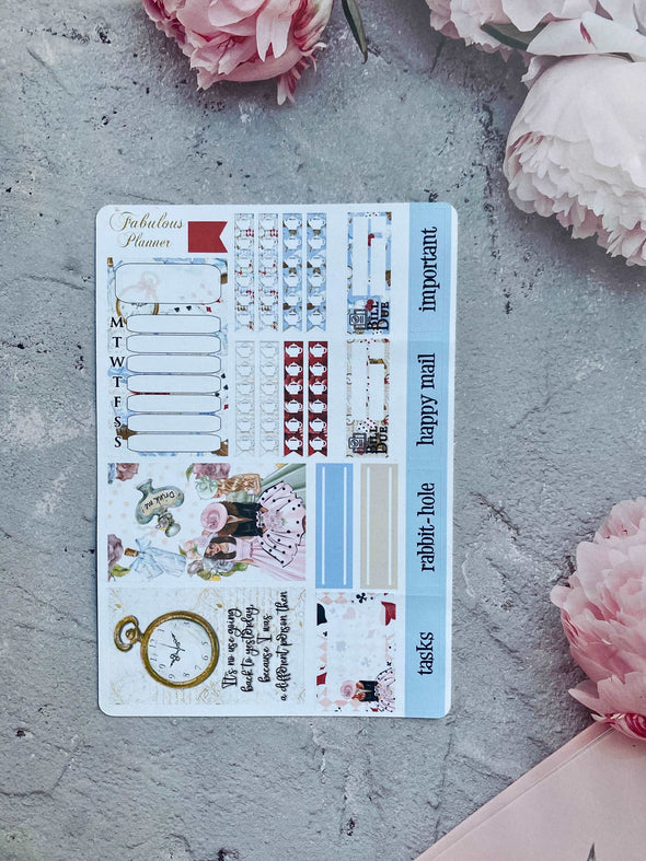 4 Sheets - Alice in Wonderland Planner Stickers Kit