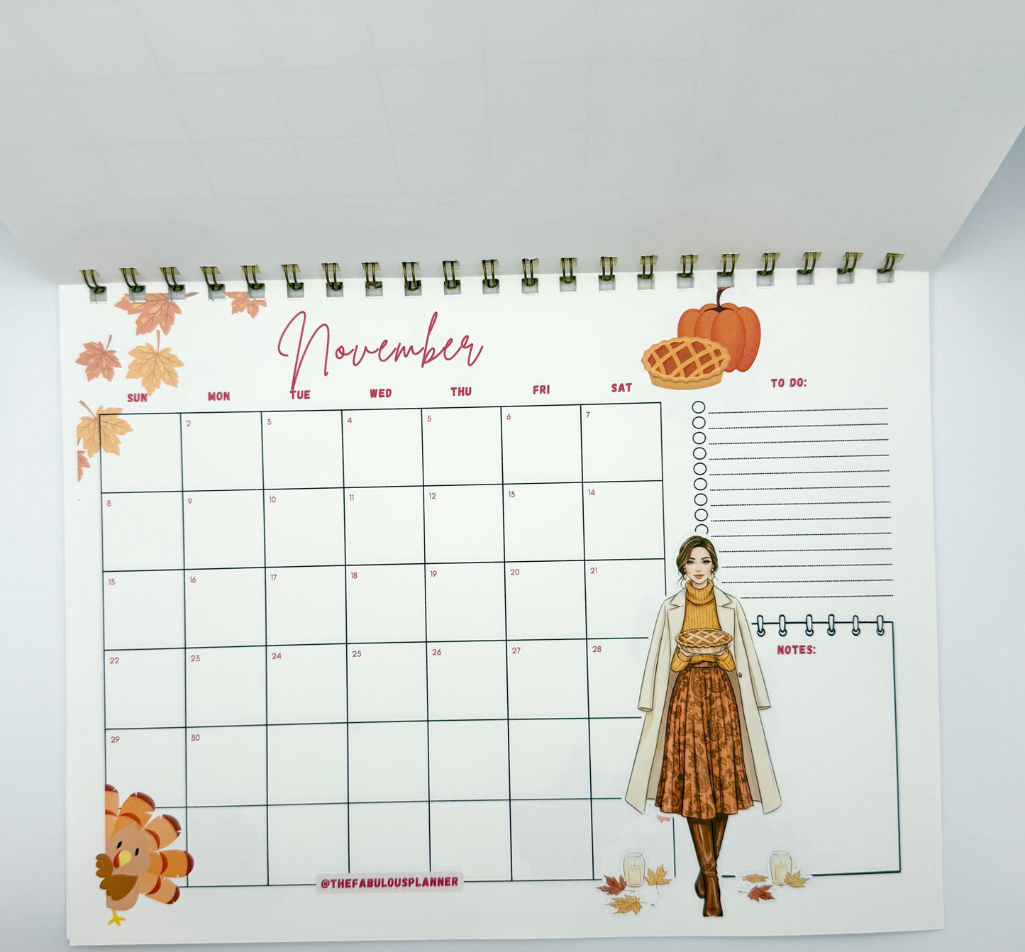 2026 Desk Calendar – Letter Size | Gold Spiral Binding