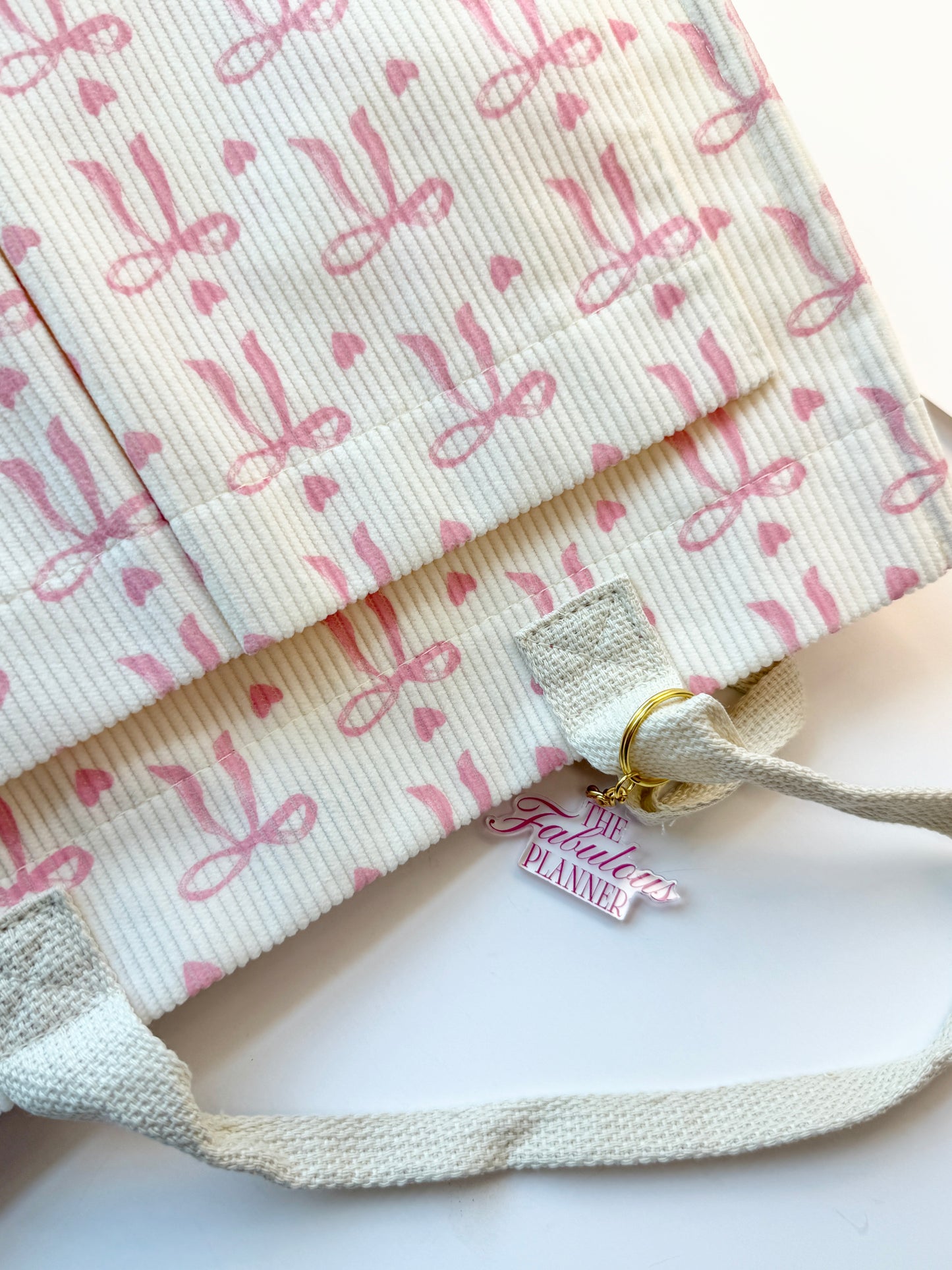 Bow & Go Craft Tote Bag | Coquette Pink Bow Organizer for Journaling & Crafts