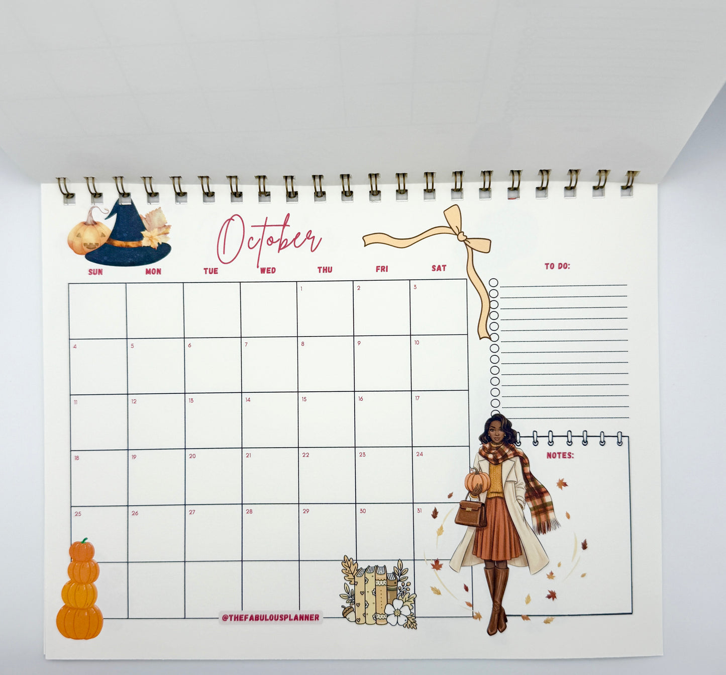 2026 Desk Calendar – Letter Size | Gold Spiral Binding