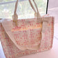 Bow & Go Craft Tote Bag | Coquette Pink Bow Organizer for Journaling & Crafts