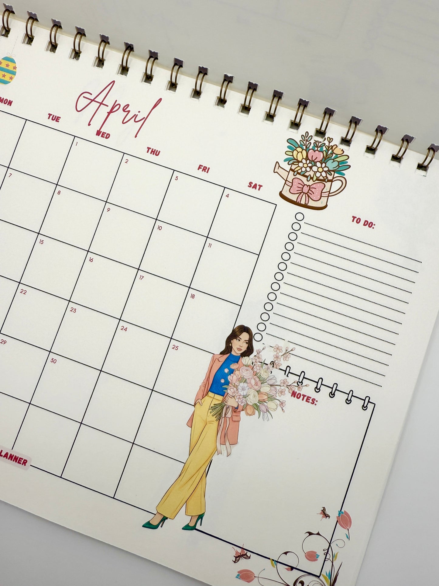 2026 Desk Calendar – Letter Size | Gold Spiral Binding